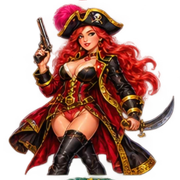 Pirate girl with a treasure chest