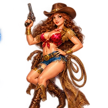 Cowgirl with a buffalo